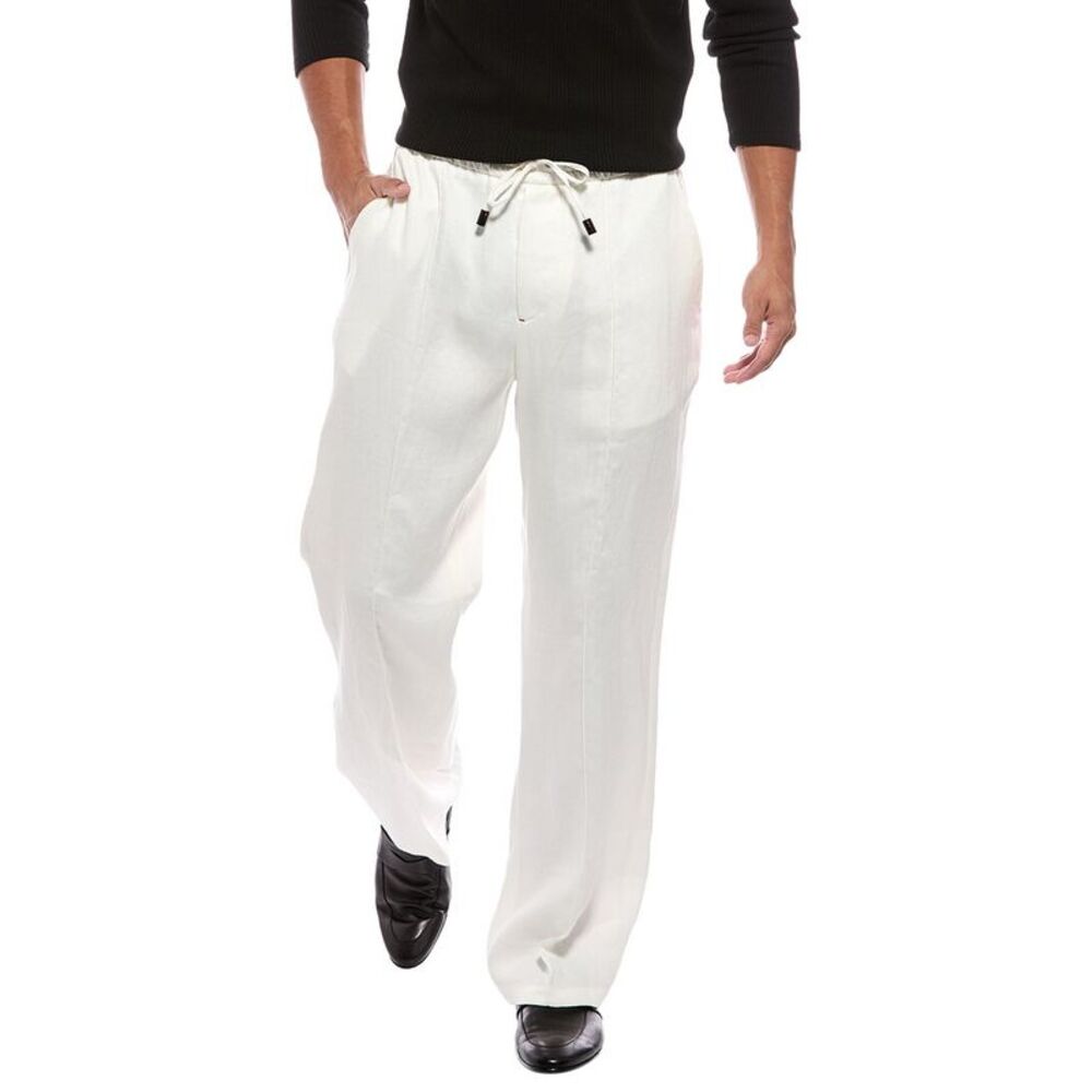 Isaia Mens  Linen Trouser, White